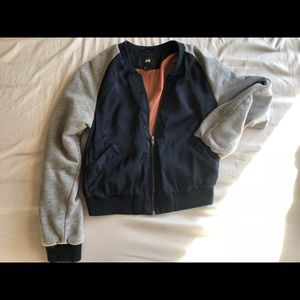 Navy and Grey Baseball Bomber Jacket